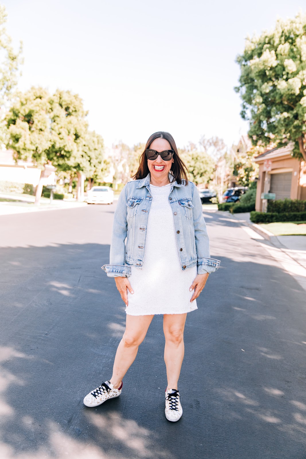 sequin dress with jean jacket
